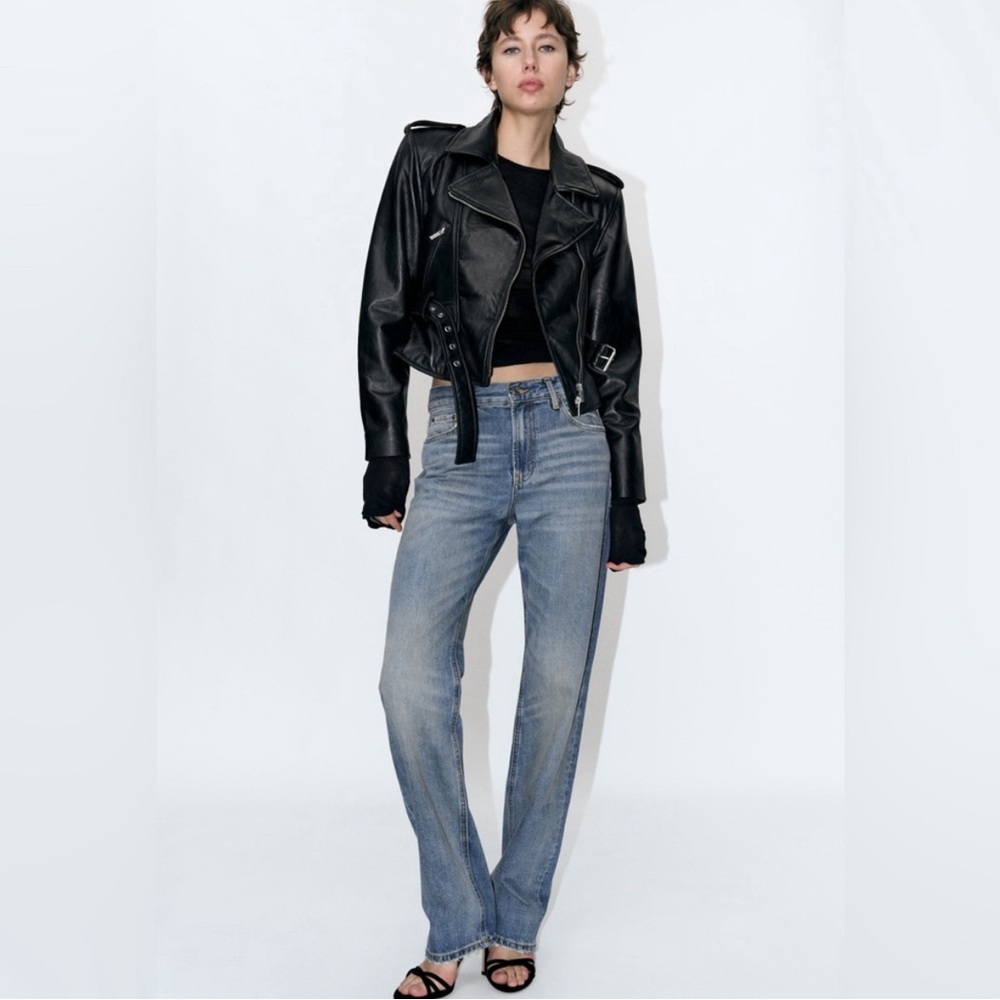 Like new!!  100% Leather Zara Biker Jacket ZW Collection